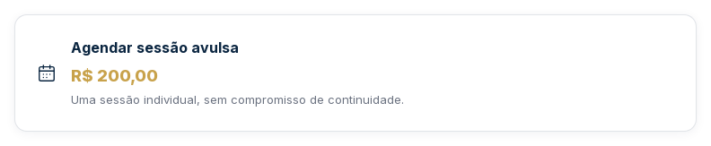Bloco 'Sessão avulsa' com o valor editável diretamente na página