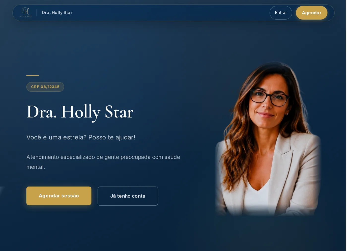 Página profissional de psicóloga criada na psip